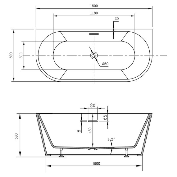 Ванна акриловая Abber 180x80 см AB9503-1.8 фото 10