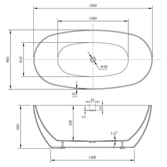 Ванна отдельностоящая Abber 186x88,5 см AB9504 фото 10