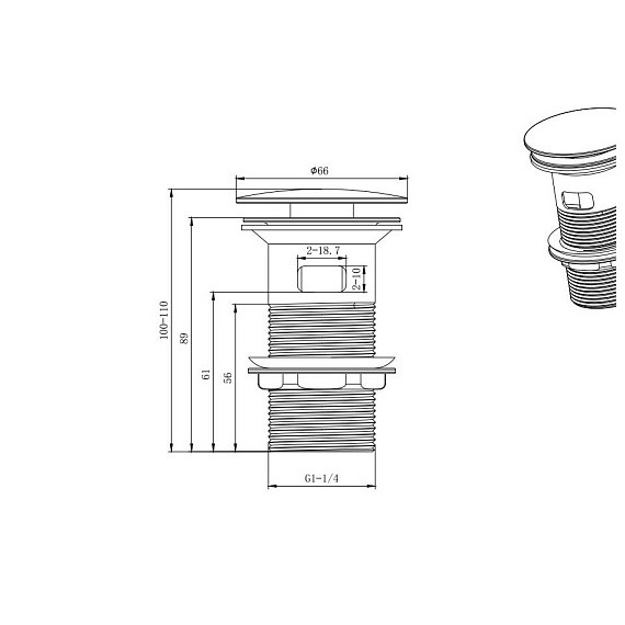 Донный клапан Aquatek AQ6001BGM, оружейная сталь фото 2