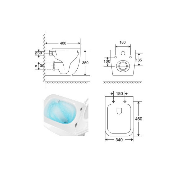 Унитаз подвесной безободковый Azario FOTE AZ-116-UQ3 с тонкой крышкой микролифт (Система смыва торнадо) фото 16