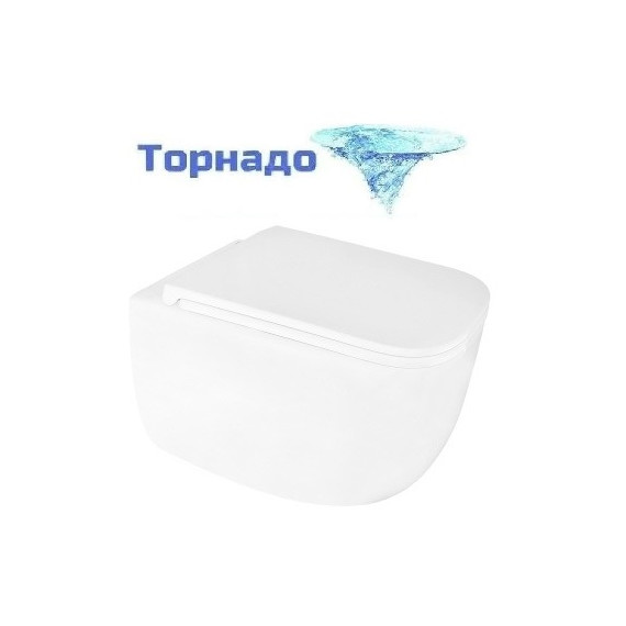 Унитаз подвесной безободковый Azario FOTE AZ-116-UQ3 с тонкой крышкой микролифт (Система смыва торнадо) фото 