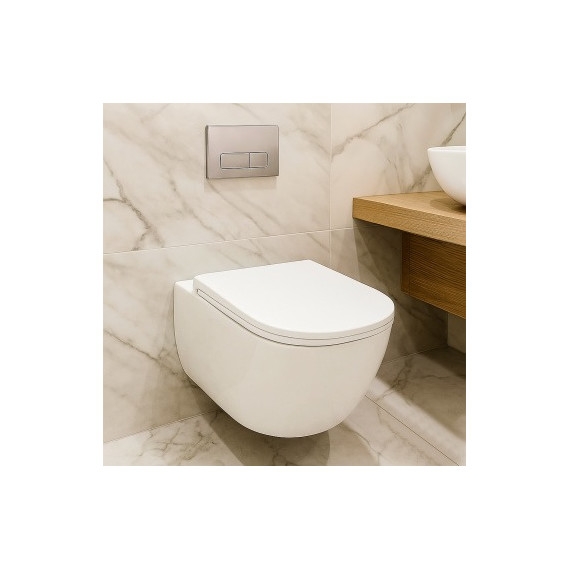 Унитаз подвесной безободковый Azario FOTE AZ-116-UQ3 с тонкой крышкой микролифт (Система смыва торнадо) фото 13