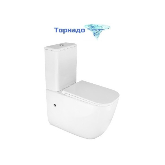 Унитаз-компакт безободковый Azario RIANO AZ-1305A с крышкой микролифт (система смыва Торнадо) фото 