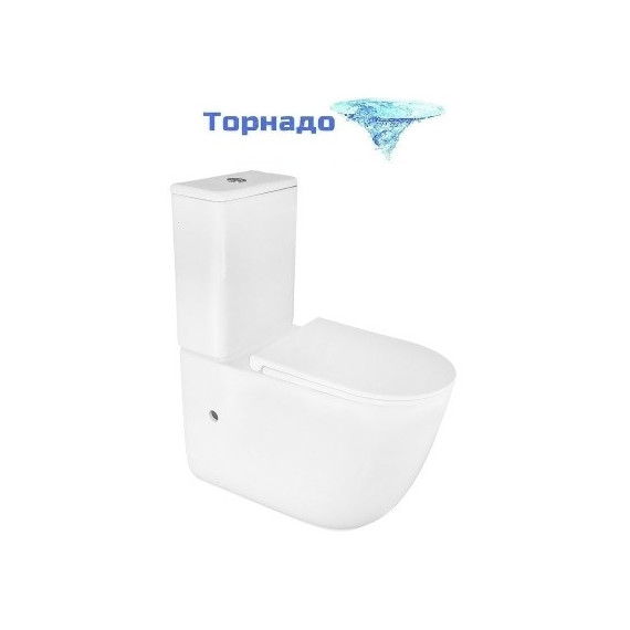 Унитаз-компакт безободковый Azario RIANO AZ-1307A с крышкой микролифт (система смыва Торнадо) фото 