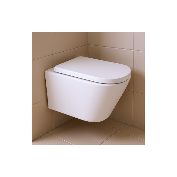 Унитаз подвесной безободковый Azario Vesper AZ-1373WH с тонкой крышкой микролифт (Система смыва торнадо) фото 16