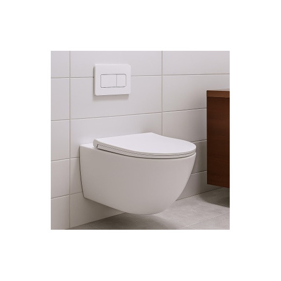 Унитаз подвесной безободковый Azario BONELLE AZ-2801E с тонкой крышкой микролифт (Система смыва торнадо) фото 15