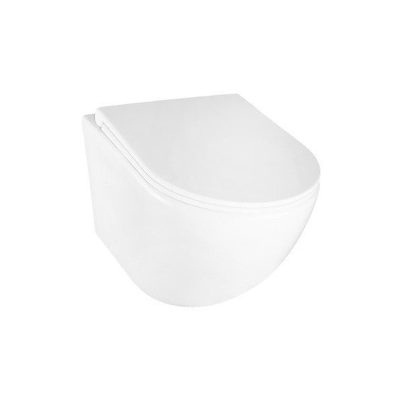 Унитаз подвесной безободковый Azario BONELLE AZ-2801E с тонкой крышкой микролифт (Система смыва торнадо) фото 2