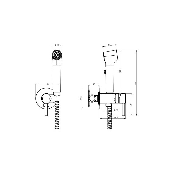 Гигиенический душ Azario Nyons AZ-KFX02MG (со скрытой частью) золото матовое фото 3