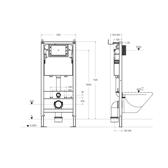 Инсталляция для подвесного унитаза BelBagno BB-101-M-BR (кнопка белая) фото 4