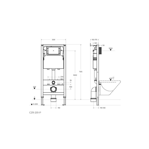 Инсталляция для подвесного унитаза Cezares CZR-201-P фото 6