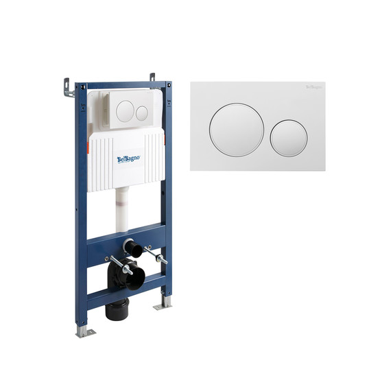 Инсталляция для подвесного унитаза BelBagno BB-101-M-BC (кнопка белая) фото 