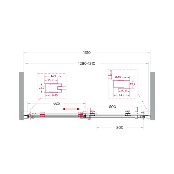 Душевая дверь BelBagno 130 см MARINO-2-BF-1-130-C-CR, хром/прозрачное фото 6