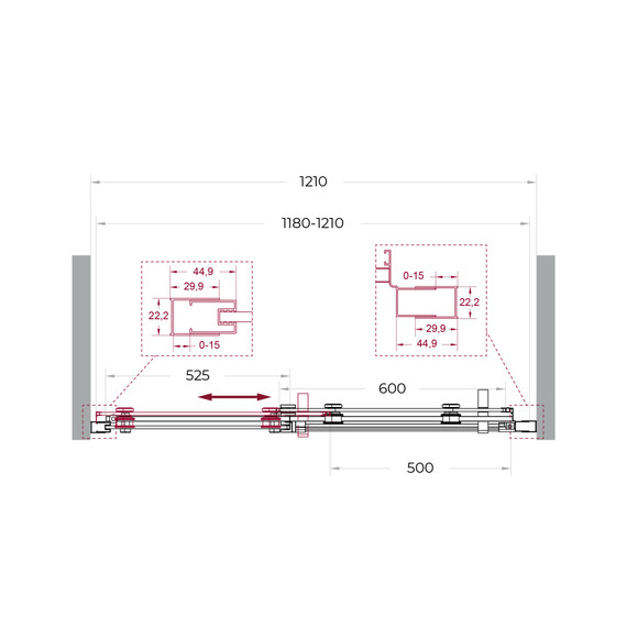 Душевая дверь BelBagno 120 см MARINO-2-BF-1-120-C-CR, хром/прозрачное фото 6