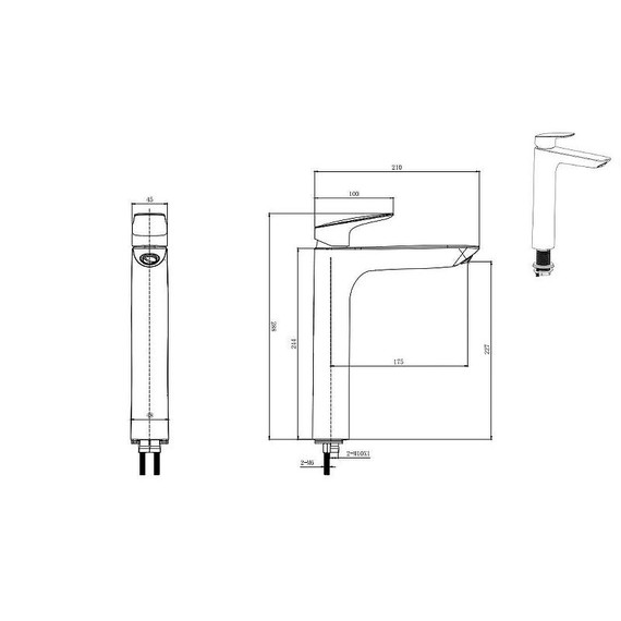 Смеситель для раковины высокий Aquatek Вега AQ1004BGM, оружейная сталь фото 2