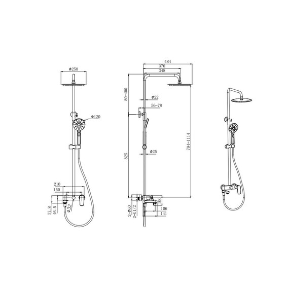 Душевая стойка Aquatek Вега AQ2040BGM, оружейная сталь фото 2