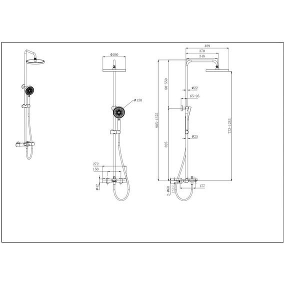 Душевая стойка с термостатом Aquatek Вега AQ2043BGM, оружейная сталь фото 4