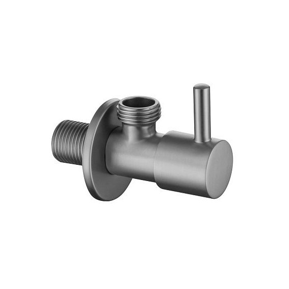 Вентиль угловой Aquatek AQ2450BGM, оружейная сталь фото 