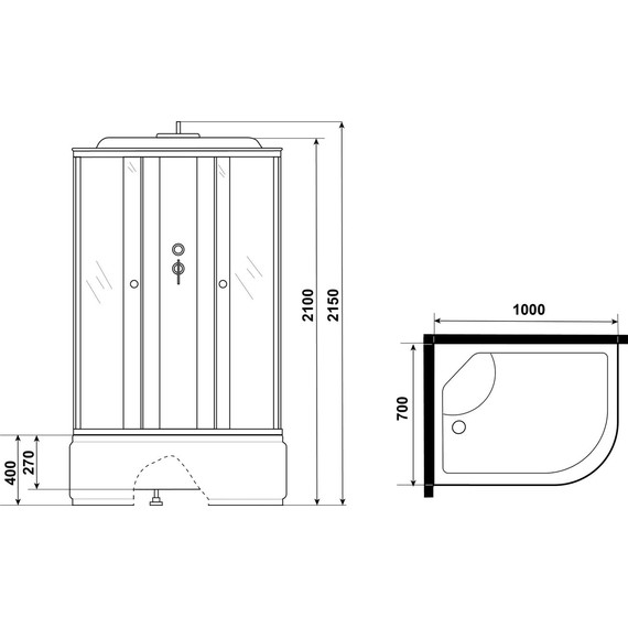 Душевая кабина Niagara Eco 100x70 см E100/70/40L/TN, серебро/тонированное (безсиликоновая сборка) фото 14
