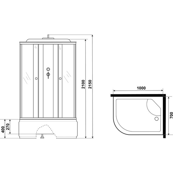 Душевая кабина Niagara Eco 100x70 см E100/70/40R/TN, серебро/тонированное (безсиликоновая сборка) фото 14