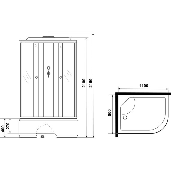 Душевая кабина Niagara Eco 110x80 см E110/80/40L/TN, серебро/тонированное (безсиликоновая сборка) фото 14