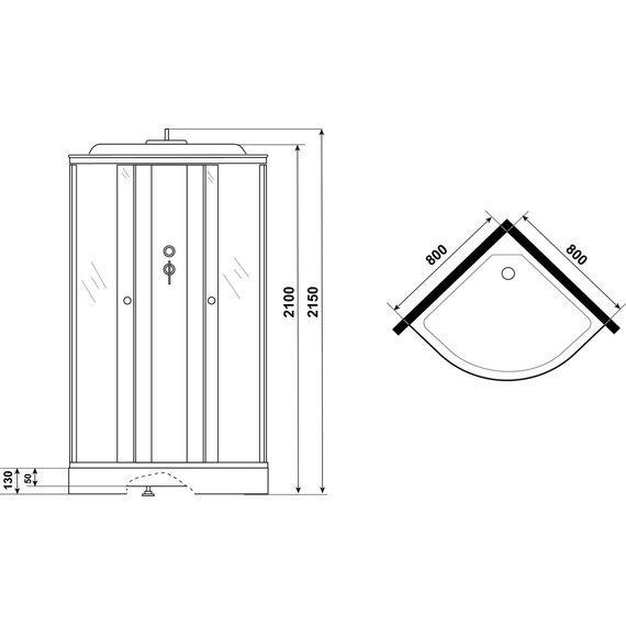 Душевая кабина Niagara Eco 80x80 см E80/13/MT, хром матовый/матовое (безсиликоновая сборка) фото 17