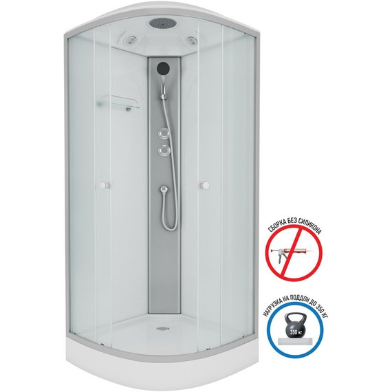 Душевая кабина Niagara Eco 80x80 см E80/13/MT, хром матовый/матовое (безсиликоновая сборка) фото 