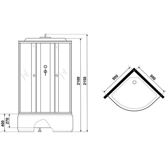 Душевая кабина Niagara Eco 90x90 см E90/40/MT, хром/матовое (безсиликоновая сборка) фото 17