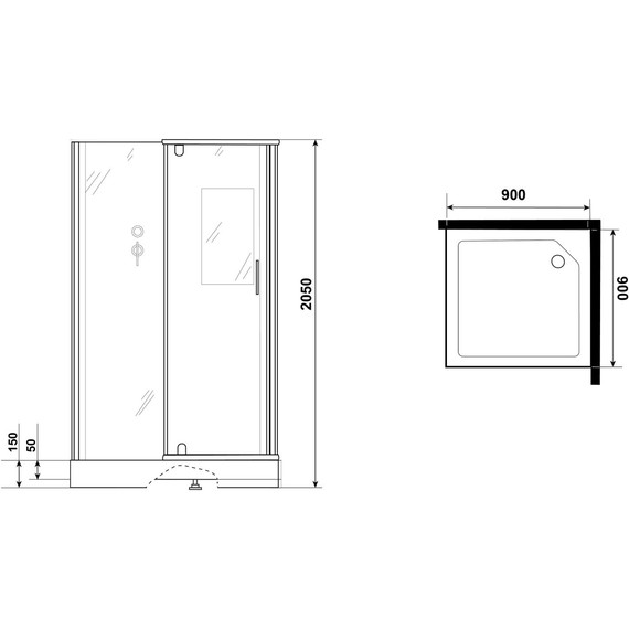 Душевое кабина Grossman Classic 90x90 см GR271QL, чёрный/узор фото 7