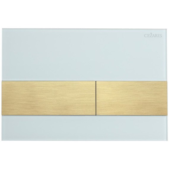 Кнопка смыва Cezares Lux LUX-GB-1-BORO, брашированное золото/белое стекло фото 