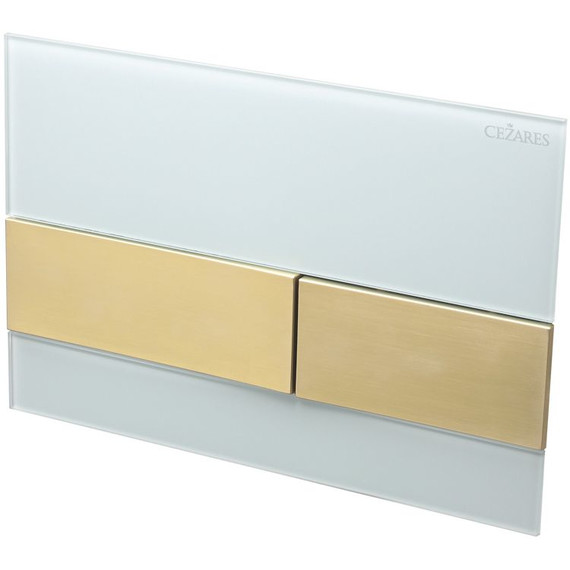 Кнопка смыва Cezares Lux LUX-GB-1-BORO, брашированное золото/белое стекло фото 3