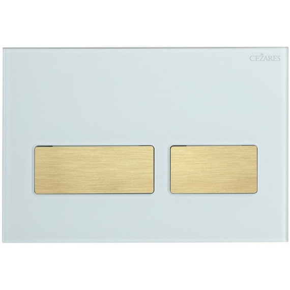 Кнопка смыва Cezares Lux LUX-GB-2-BORO, брашированное золото/белое стекло фото 