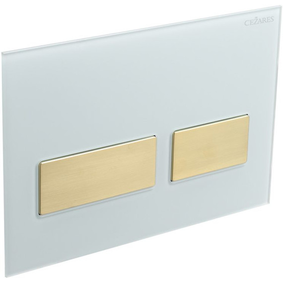 Кнопка смыва Cezares Lux LUX-GB-2-BORO, брашированное золото/белое стекло фото 2