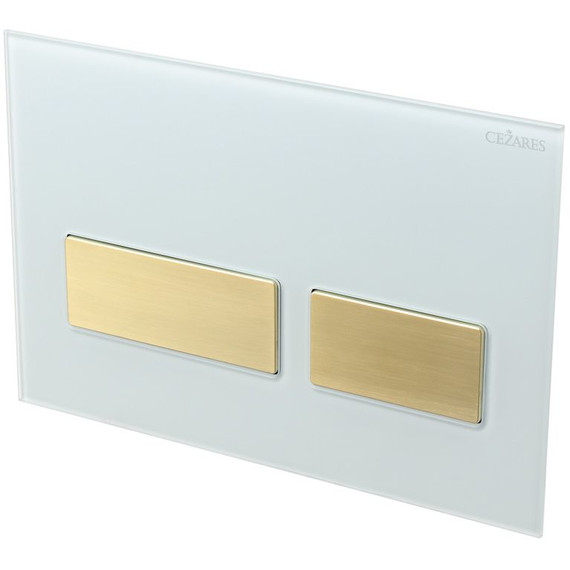 Кнопка смыва Cezares Lux LUX-GB-2-BORO, брашированное золото/белое стекло фото 3