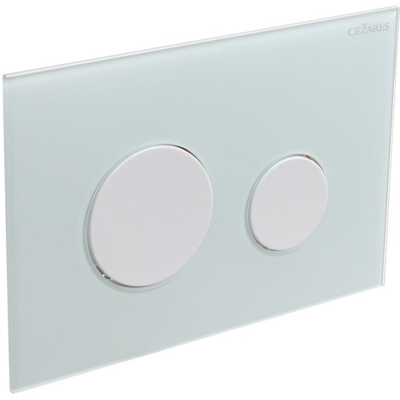 Кнопка смыва Cezares Lux LUX-GB-BIO-C, белый матовый/белое стекло фото 2