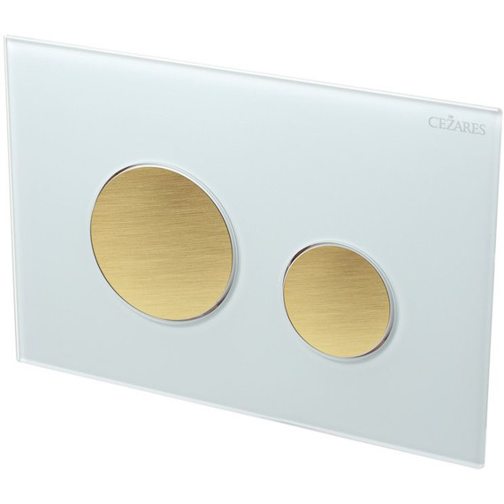 Кнопка смыва Cezares Lux LUX-GB-BORO-C, брашированное золото/белое стекло фото 2