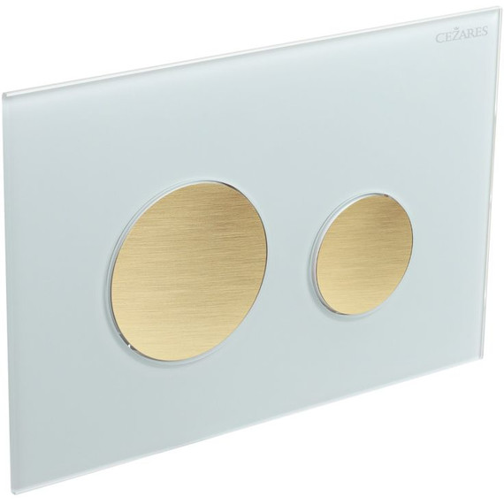 Кнопка смыва Cezares Lux LUX-GB-BORO-C, брашированное золото/белое стекло фото 3