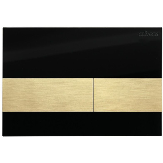 Кнопка смыва Cezares Lux LUX-GN-1-BORO, брашированное золото/чёрное стекло фото 