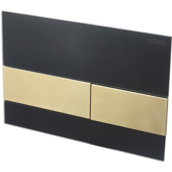 Кнопка смыва Cezares Lux LUX-GN-1-BORO, брашированное золото/чёрное стекло фото 2