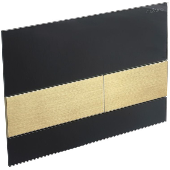 Кнопка смыва Cezares Lux LUX-GN-1-BORO, брашированное золото/чёрное стекло фото 3