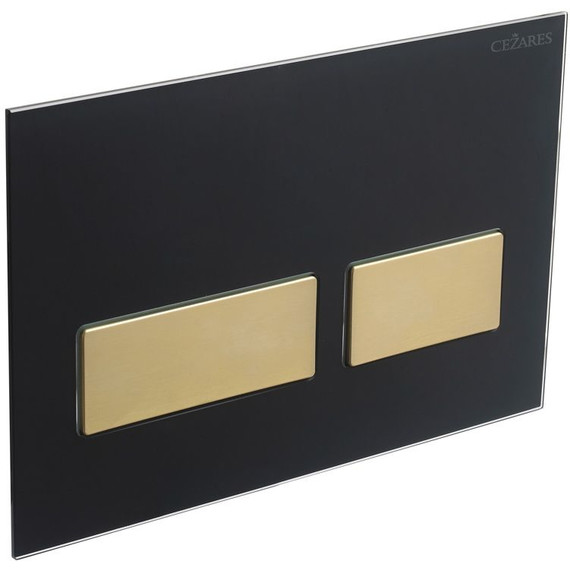 Кнопка смыва Cezares Lux LUX-GN-2-BORO, брашированное золото/чёрное стекло фото 2