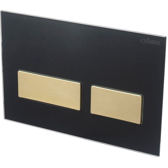 Кнопка смыва Cezares Lux LUX-GN-2-BORO, брашированное золото/чёрное стекло фото 3