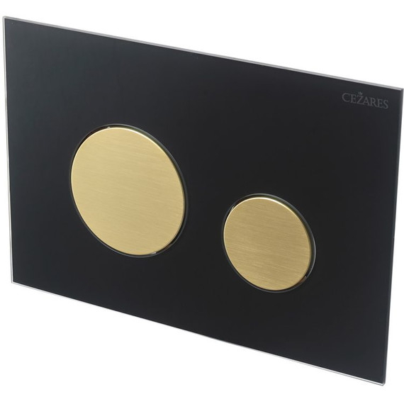 Кнопка смыва Cezares Lux LUX-GN-BORO-C, брашированное золото/чёрное стекло фото 3