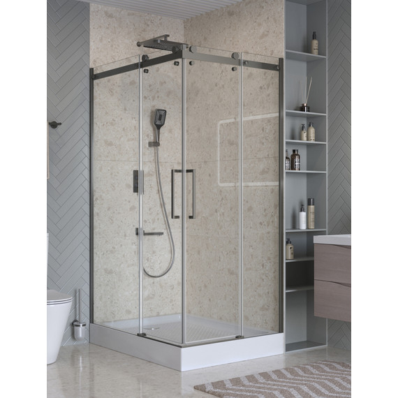 Душевое ограждение BelBagno 120x90 см MARINO-2-AH-2-120/90-C-GM, оружейная сталь/прозрачное фото 4