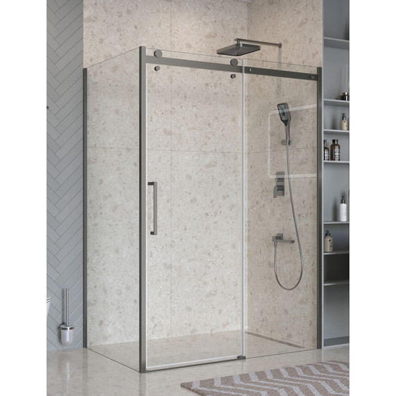 Душевое ограждение BelBagno 150x100 см MARINO-2-AH-1-150/100-C-GM, оружейная сталь/прозрачное фото 4