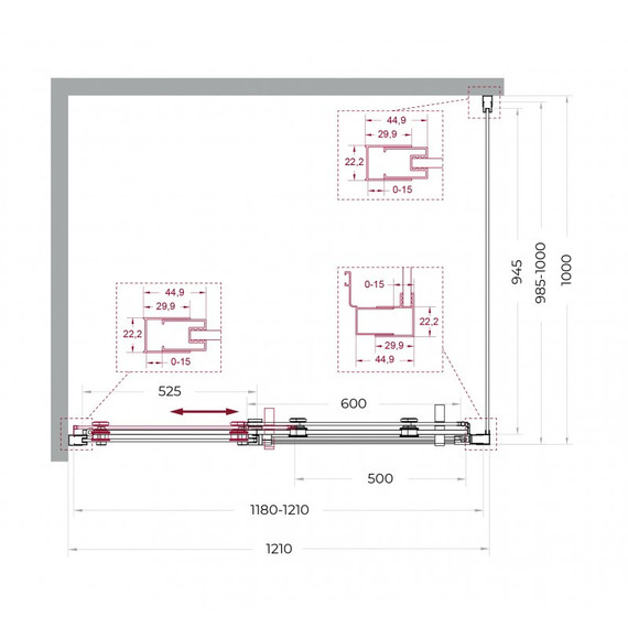 Душевое ограждение BelBagno 120x100 см MARINO-2-AH-1-120/100-C-Cr, хром/прозрачное фото 7