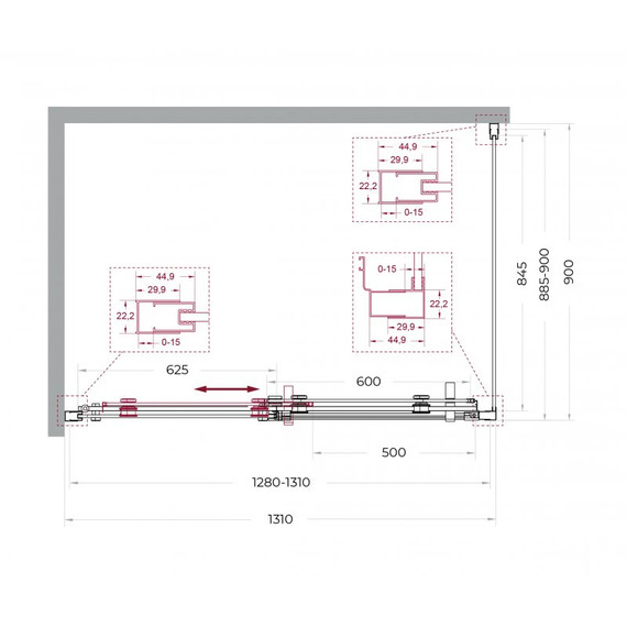 Душевое ограждение BelBagno 130x90 см MARINO-2-AH-1-130/90-C-Cr, хром/прозрачное фото 7