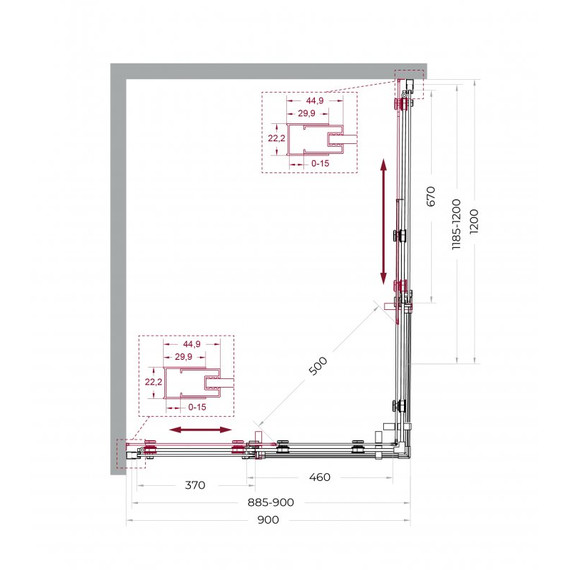 Душевое ограждение BelBagno 120x90 см MARINO-2-AH-2-120/90-C-CR, хром/прозрачное фото 7