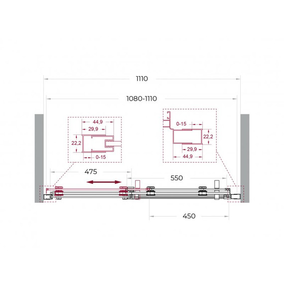 Душевая дверь BelBagno 110 см MARINO-2-BF-1-110-C-CR, хром/прозрачное фото 7