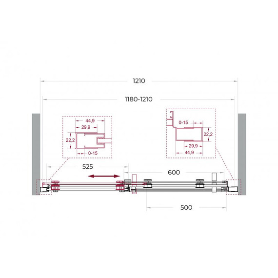 Душевая дверь BelBagno 120 см MARINO-2-BF-1-120-C-GM, оружейная сталь/прозрачное фото 7