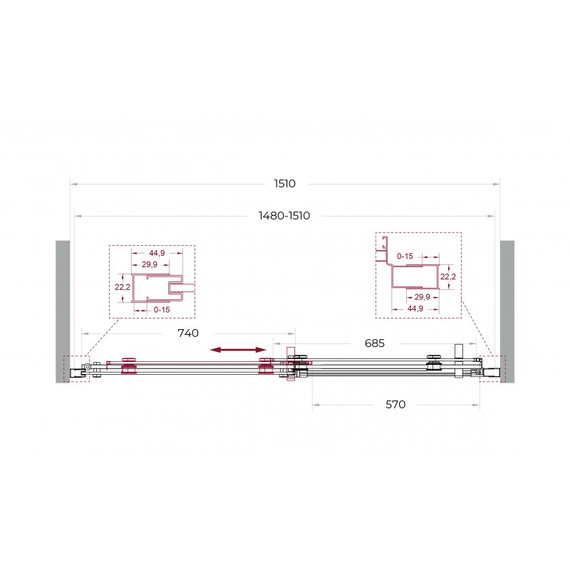 Душевая дверь BelBagno 150 см MARINO-2-BF-1-150-C-GM, оружейная сталь/прозрачное фото 7